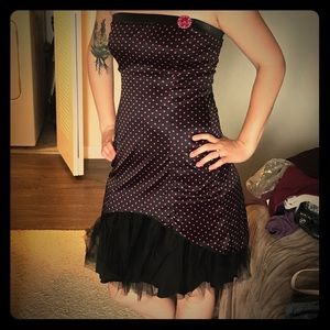 Pink & black polka dot formal dress